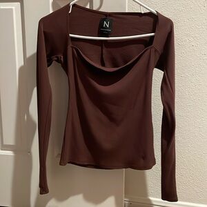 Chocolate Brown Naked Wardrobe Ribbed Long Sleeve from Nordstrom Rack